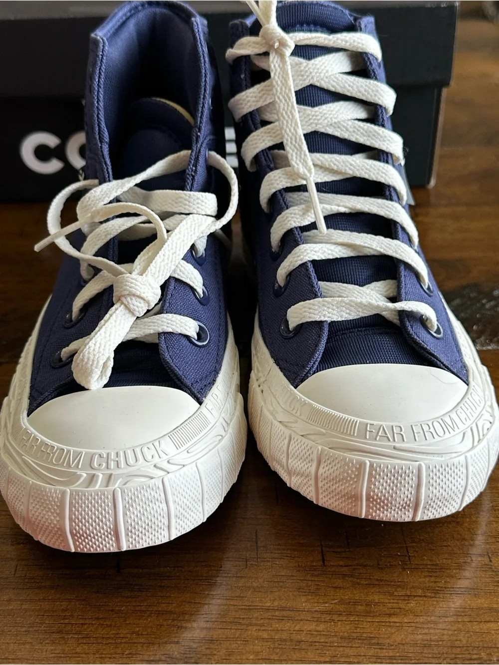 Converse Kids High-Top Sneakers in Navy and White Cream Laces